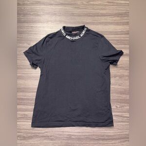 Michael Kors 100% Cotton Black T Shirt w Logo Collar in White Font, Super Soft M